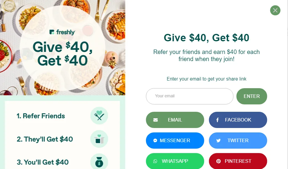 Freshly’s referral program