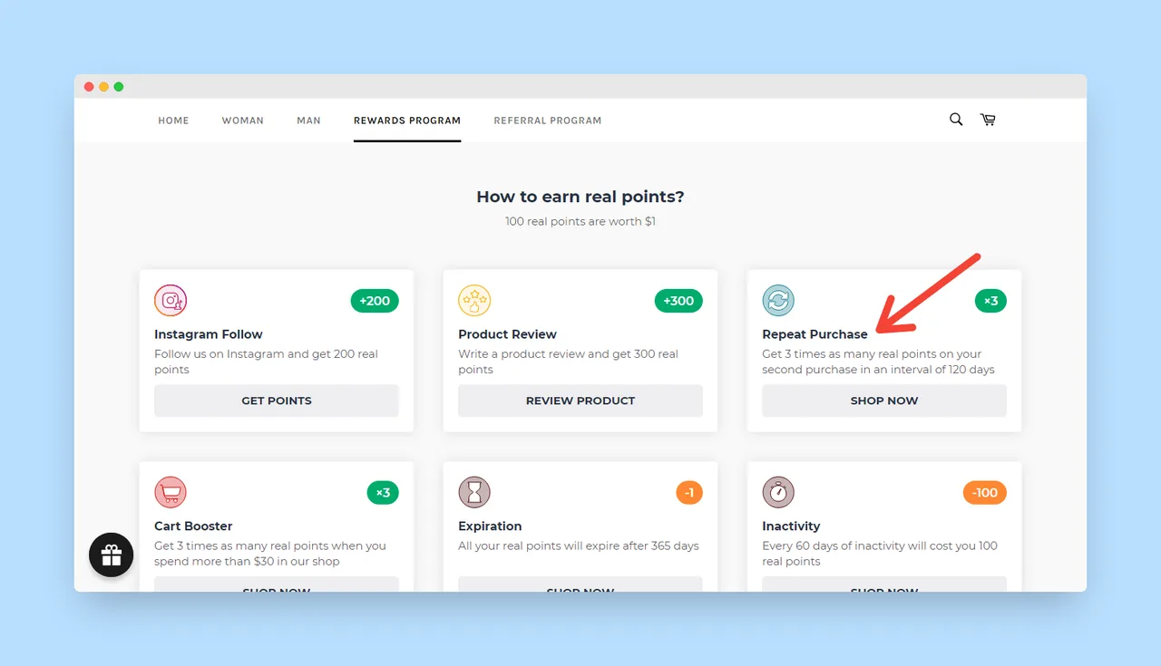 Incentivize customers for buying frequently
