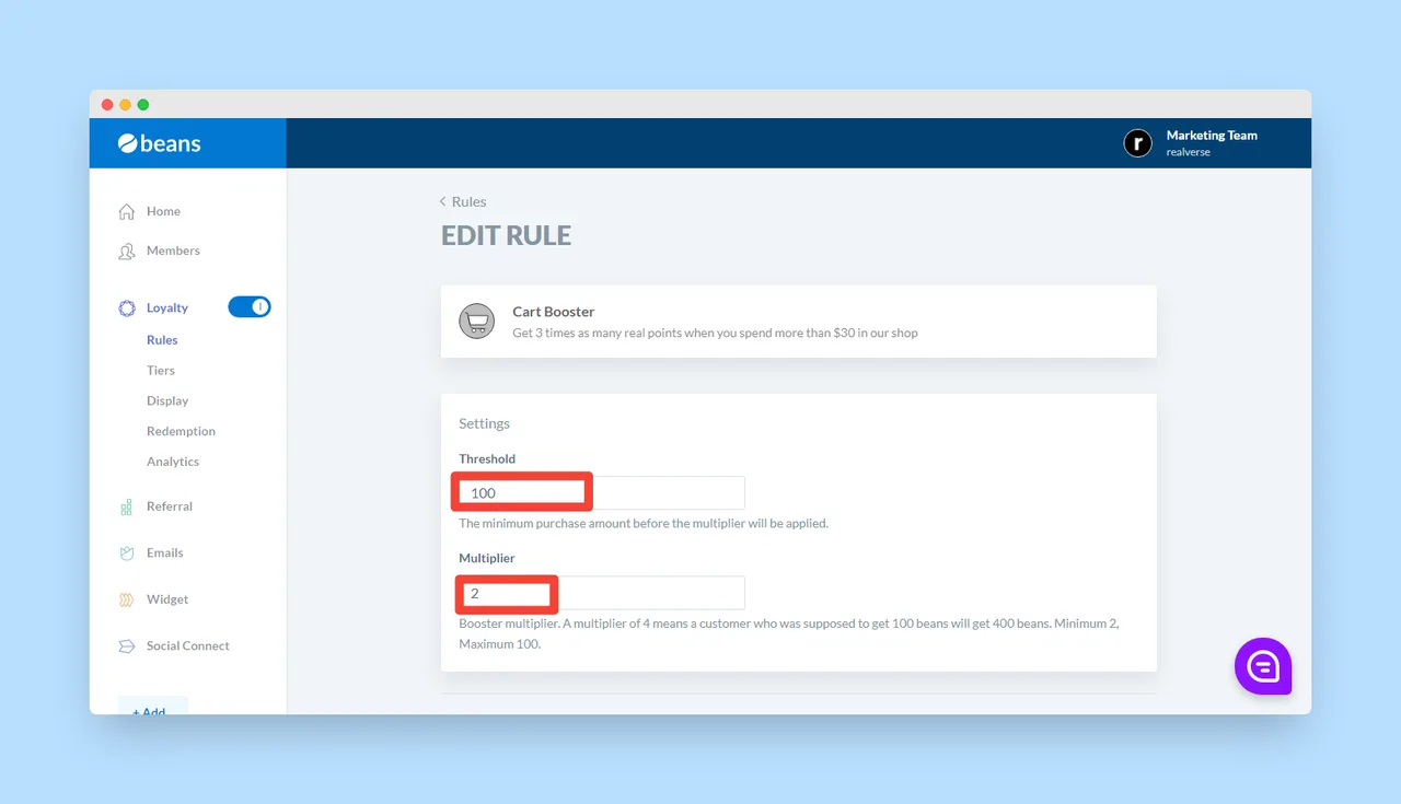 Cart Booster for Loyalty Program