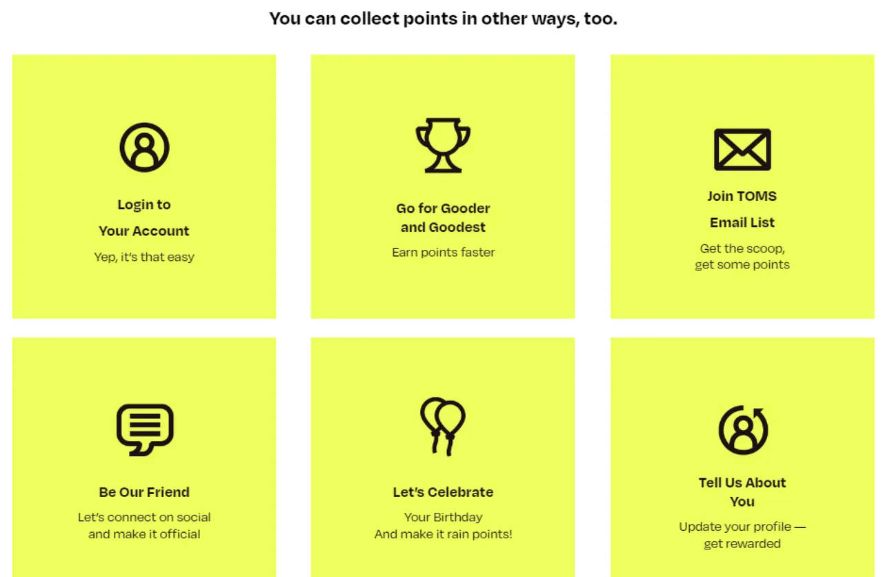 Toms Rewards - How to earn points