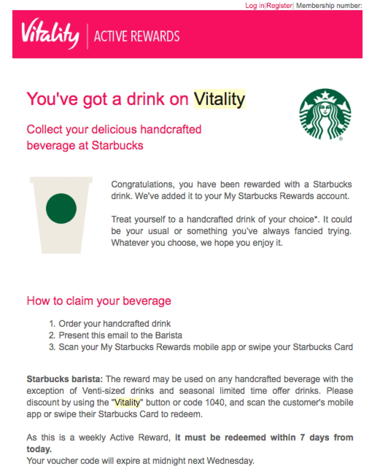 Vitality Email Reminder