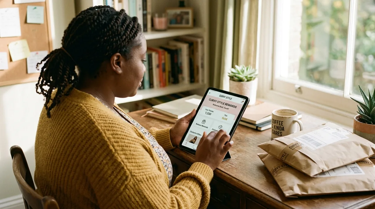 Customer browsing a loyalty rewards program on a tablet